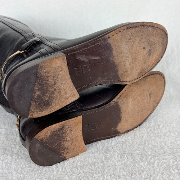 Tory Burch Jess Dark Brown Leather Knee High Riding Boots Gold Horsebit 7.5M - Picture 16 of 16